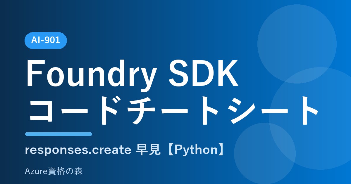 AI-901 Foundry SDKコードチートシート｜responses.create 早見【Python】｜Azure資格の森