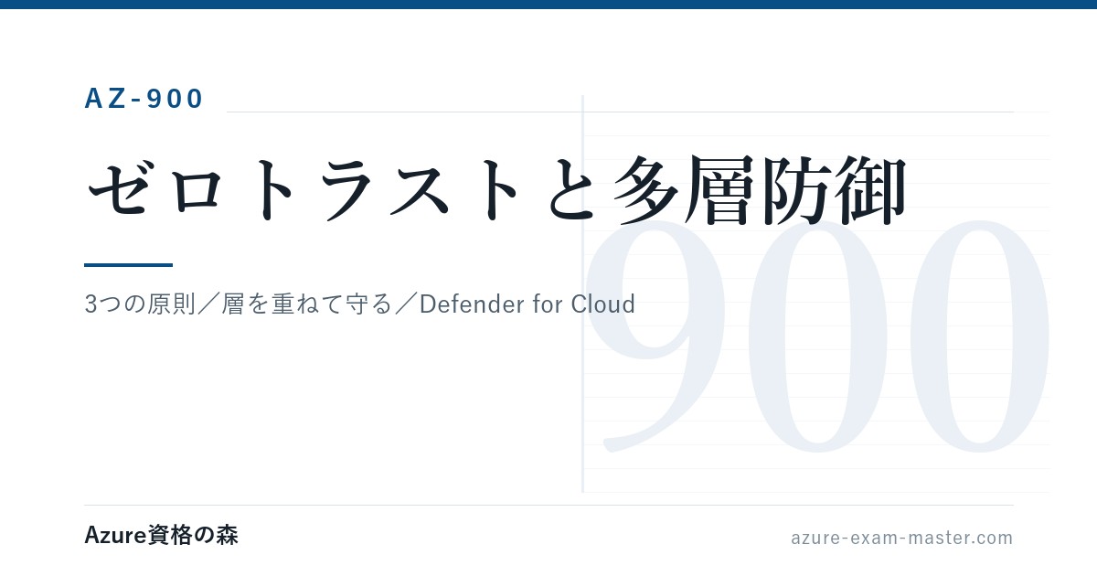 ゼロトラストと多層防御を図解｜Defender for Cloudとの違い【AZ-900】｜Azure資格の森